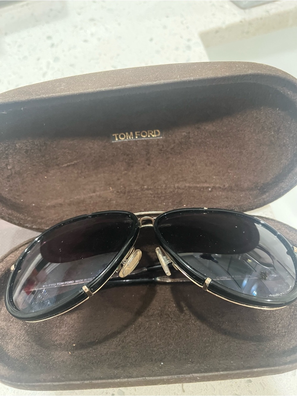 Tom Ford Black and Gold Aviator Sunglasses